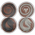 Germania TERRACOTTA-II DRAGONS Special Edition BEASTS FAFNIR GEMINUS 2 x 5 Mark 2020 Two Coin Silver Set Ruthenium plated (1 oz x 2) 2 oz